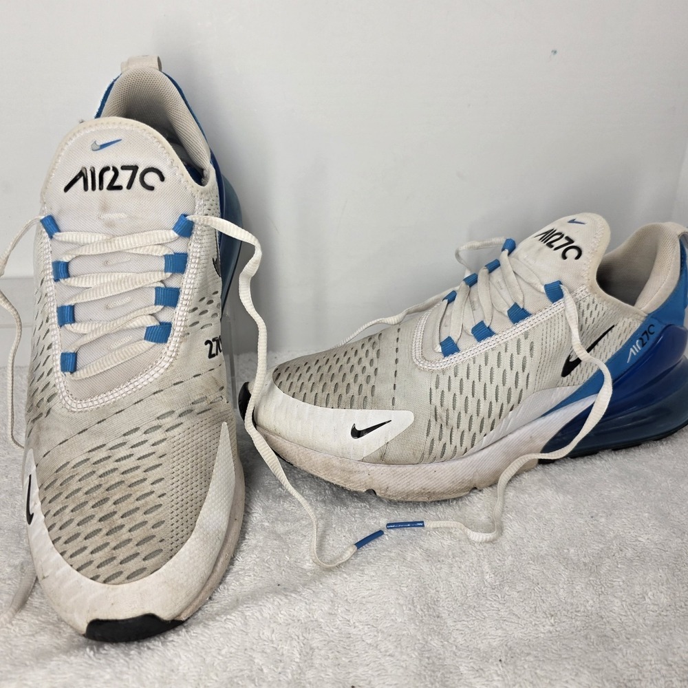 Nike Air Max 270 White Racer Blue Men's SIZE 8.5 AH8050-110 Running Sneakers